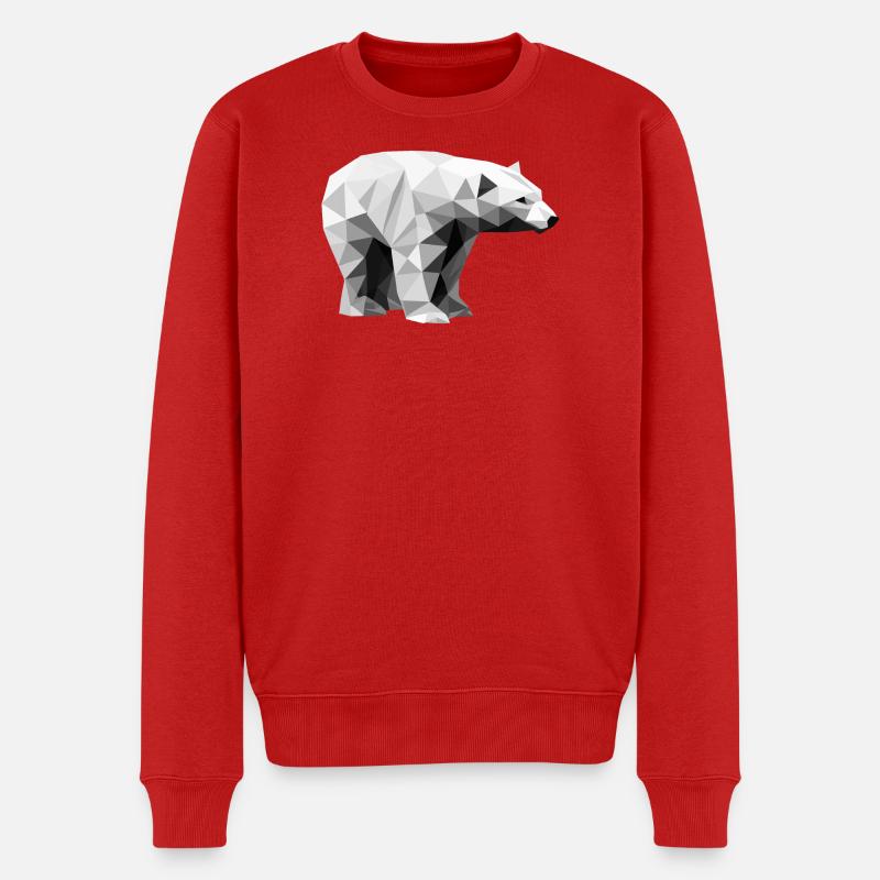 Geometrischer Eisbär | Low-Poly-Arktis-Tier - Männer Premium Bio Pullover - Rot