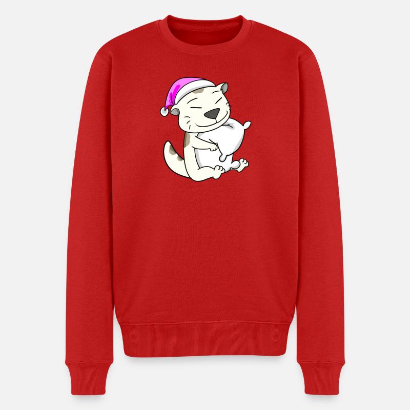 Katze Katzenrasse Devon Rex - Männer Premium Bio Pullover - Rot