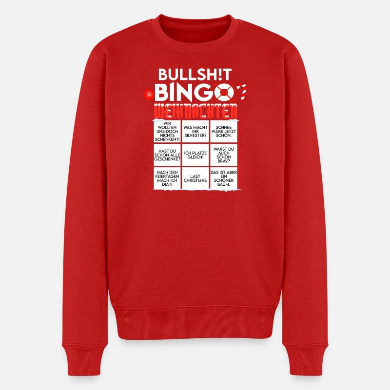 Weihnachten BINGO BULLSHIT - Männer Premium Bio Pullover - Rot