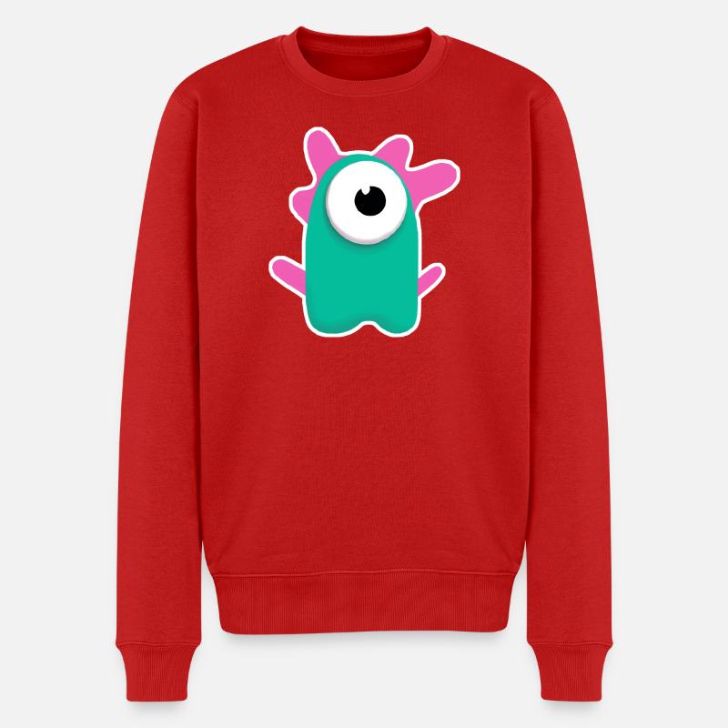 Cyclope turquoise mignon | Monstre rose drôle - Pull Premium bio Homme - rouge