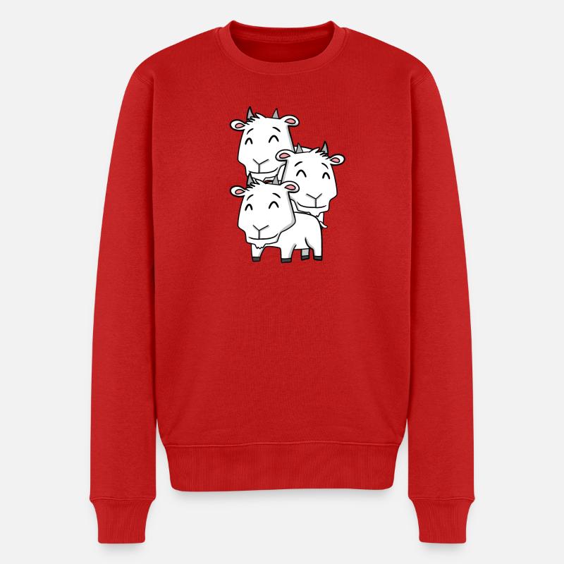 Chèvres mignonnes - Chèvre - Pull Premium bio Homme - rouge