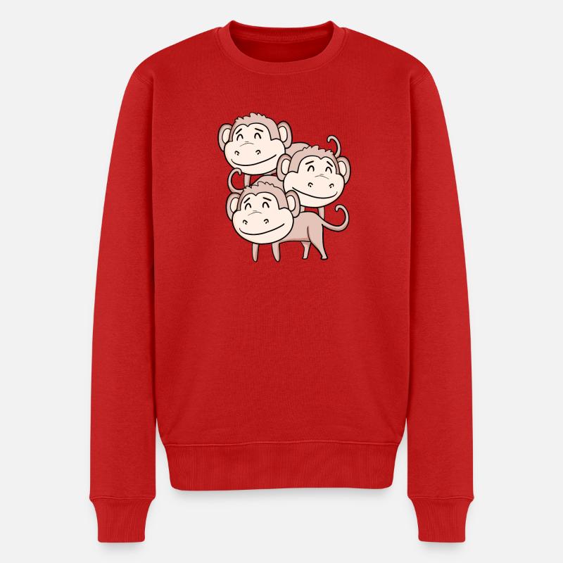 Niedliche Affen - Affe - Männer Premium Bio Pullover - Rot