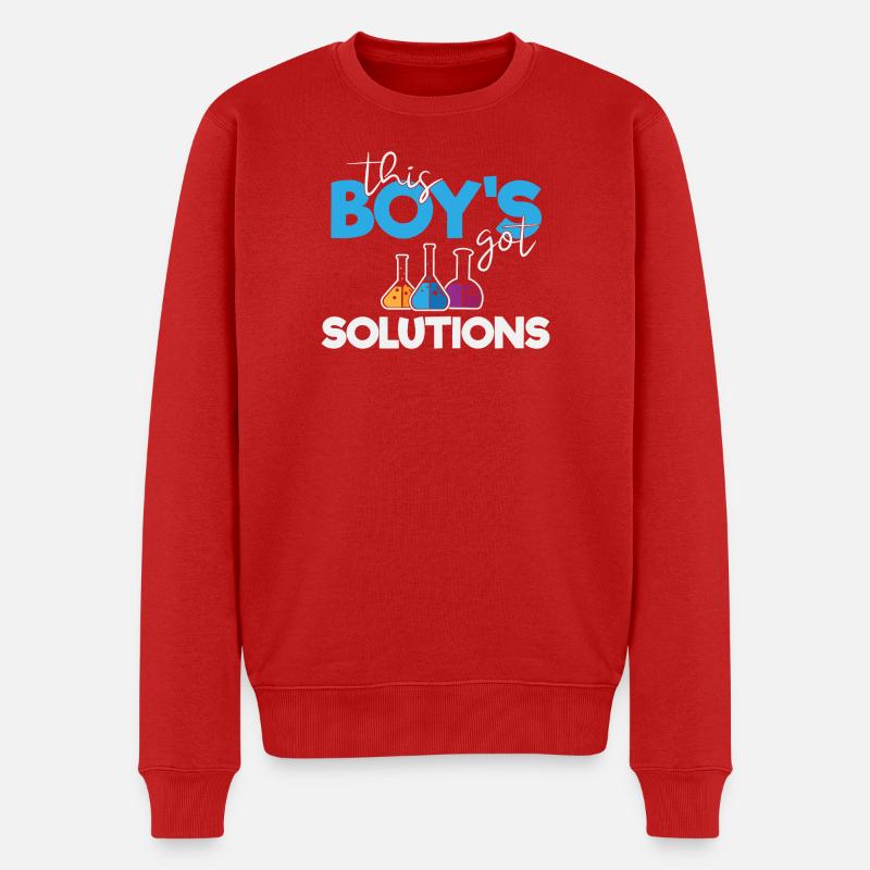 Dieser Junge hat Lösungen - Männer Premium Bio Pullover - Rot
