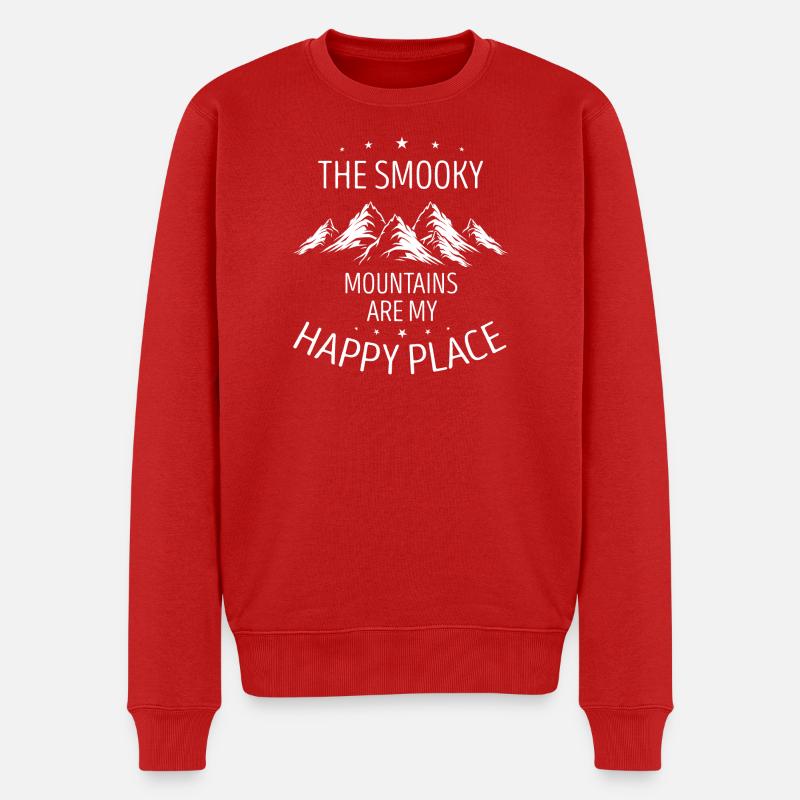 Berge - Mountains Happy Place - Männer Premium Bio Pullover - Rot