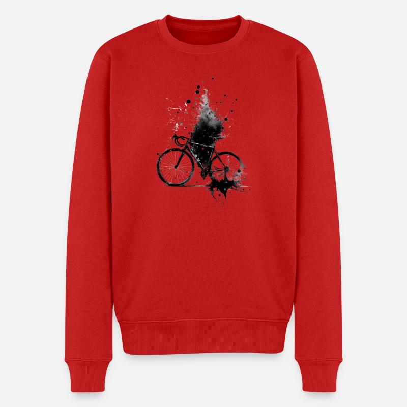 Fahrrad im Aquarellspritzer - Männer Premium Bio Pullover - Rot