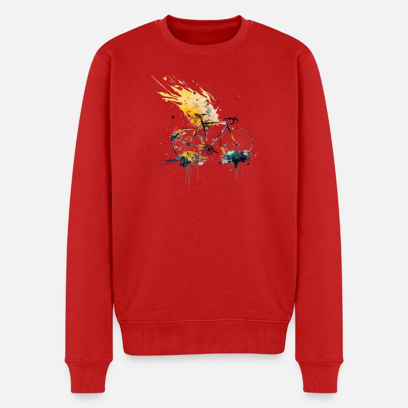 Wasserspritzer Fahrrad Illustration - Männer Premium Bio Pullover - Rot