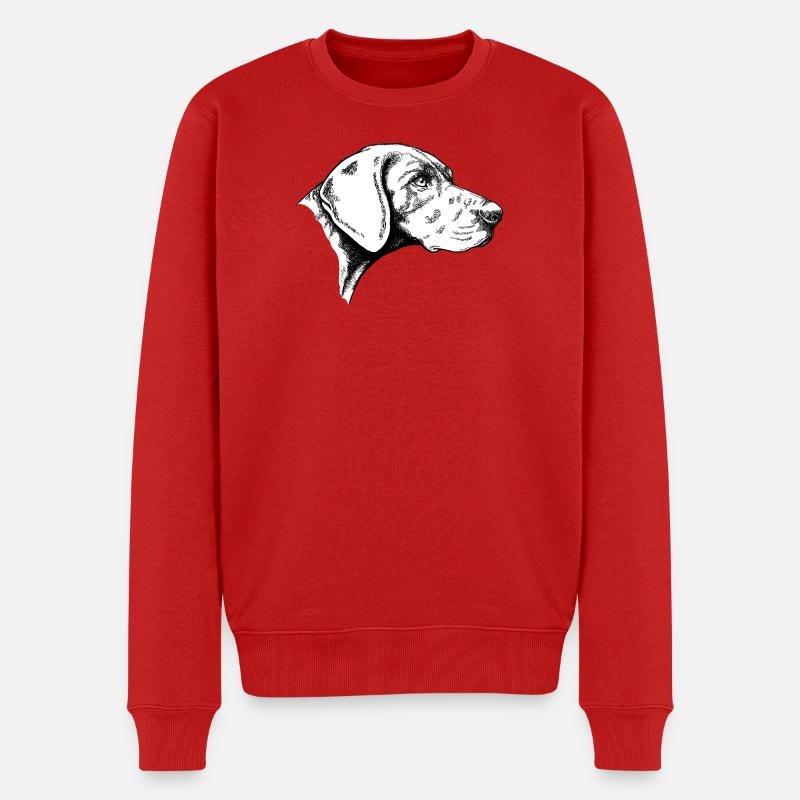 Dt Kurzhaar Portrait - Männer Premium Bio Pullover - Rot