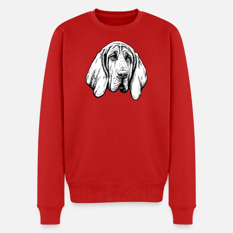 Bloodhound Portrait - Männer Premium Bio Pullover - Rot