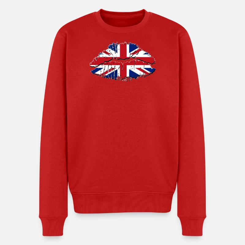 Pop Art Union Jack Lips - Männer Premium Bio Pullover - Rot