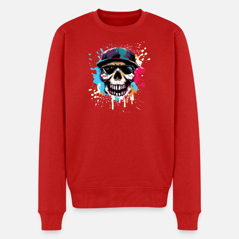 Rue urbaine Skull et Splash - Pull Premium bio Homme - rouge