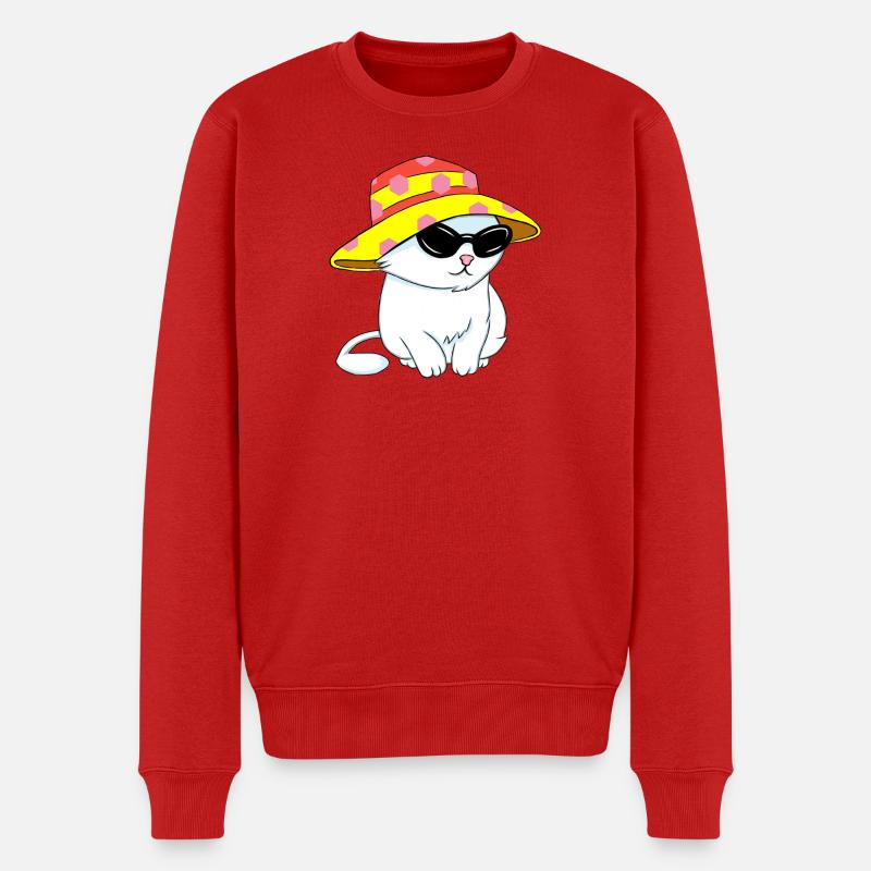 Kätzchen im Strandstil - Männer Premium Bio Pullover - Rot