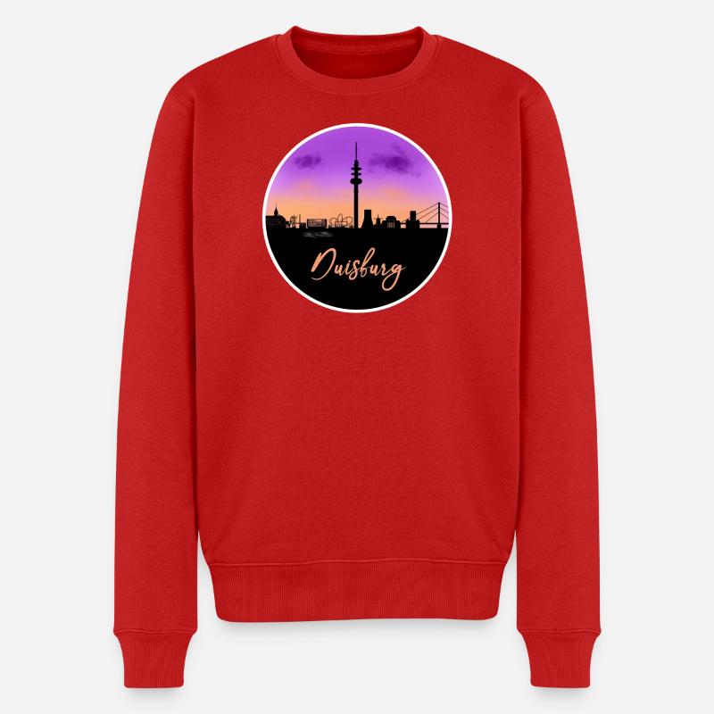 Duisburg Fine Skyline - Männer Premium Bio Pullover - Rot