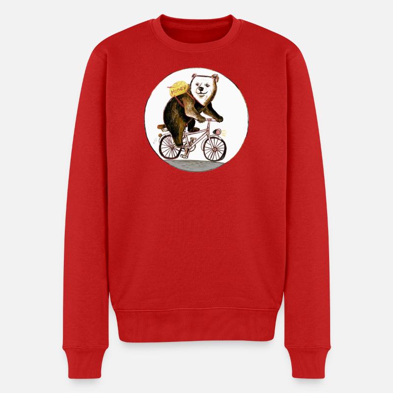 Ours sur un vieux vélo - Pull Premium bio Homme - rouge