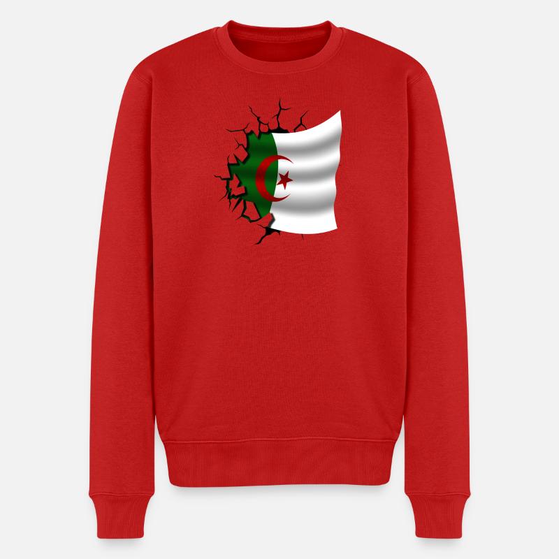 Algérie - Algérie - Drapeau déchiré - Pull Premium bio Homme - rouge