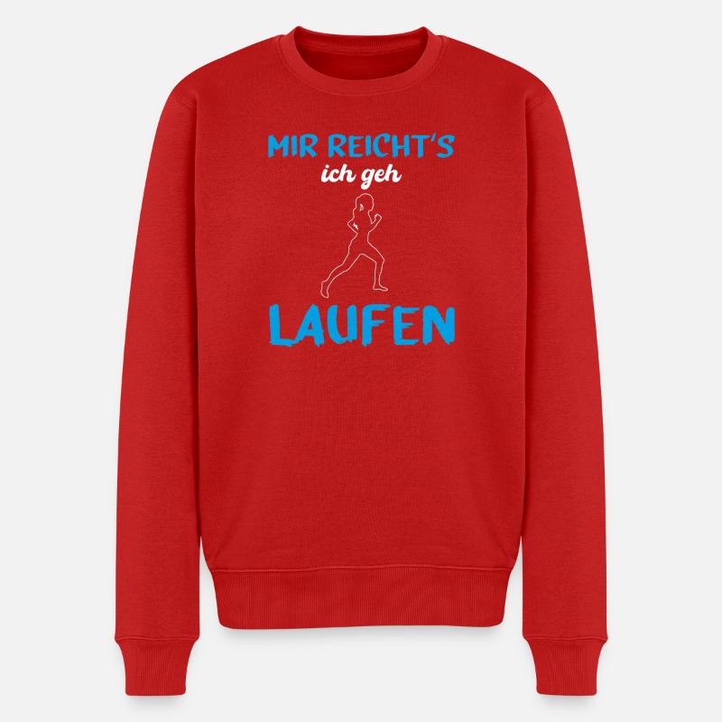 Laufen Frau joggen running - Männer Premium Bio Pullover - Rot