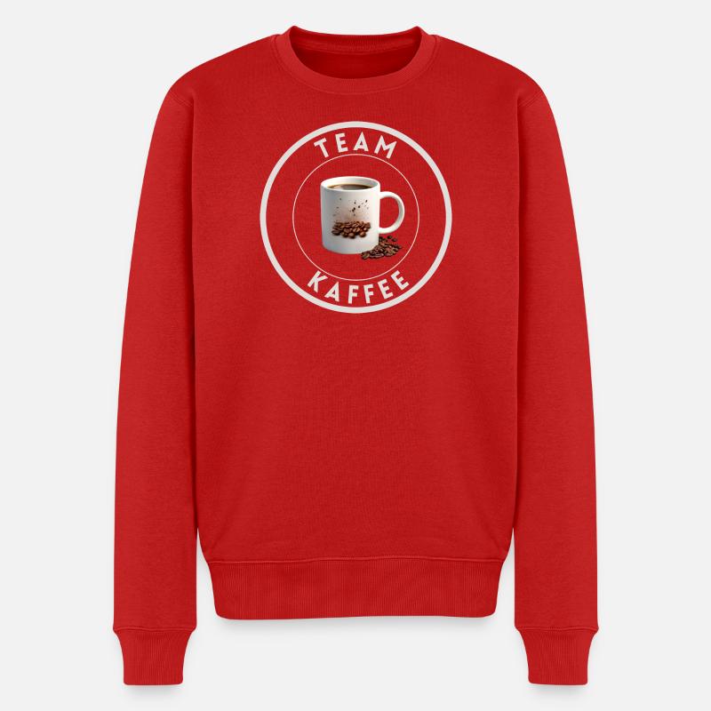 "Team Kaffee" hell - Männer Premium Bio Pullover - Rot
