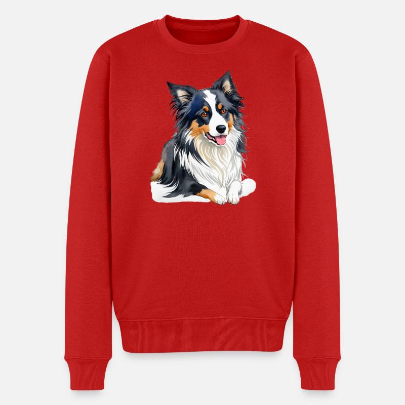 Border Collie - Männer Premium Bio Pullover - Rot
