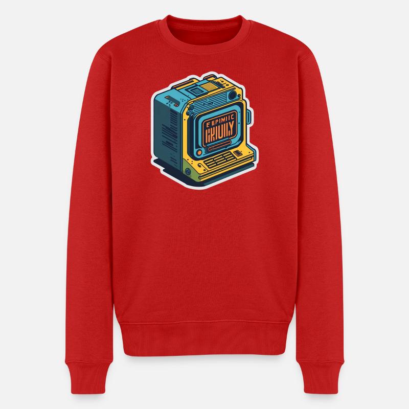 retro Computer - Männer Premium Bio Pullover - Rot
