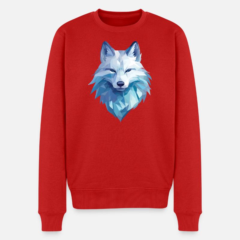 Polarfuchs im Polygon Stil - Männer Premium Bio Pullover - Rot