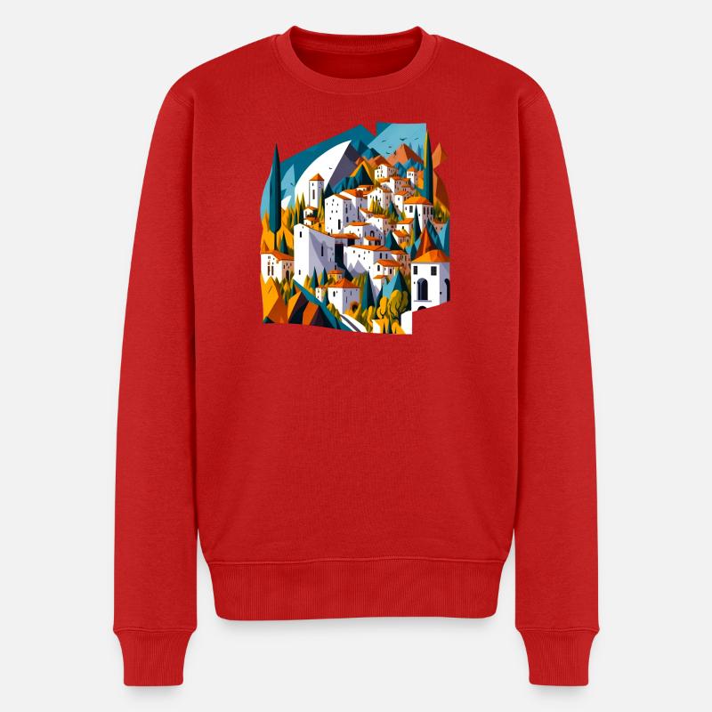 Mediterranes Bergdorf - Männer Premium Bio Pullover - Rot