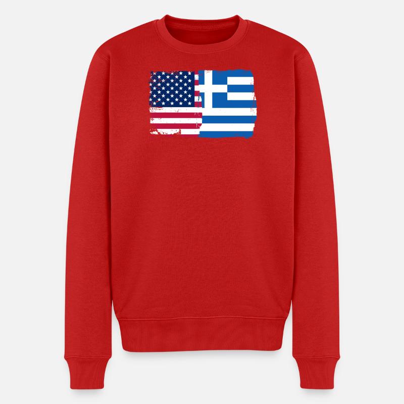 US Griechenland Flagge Fusion - Männer Premium Bio Pullover - Rot
