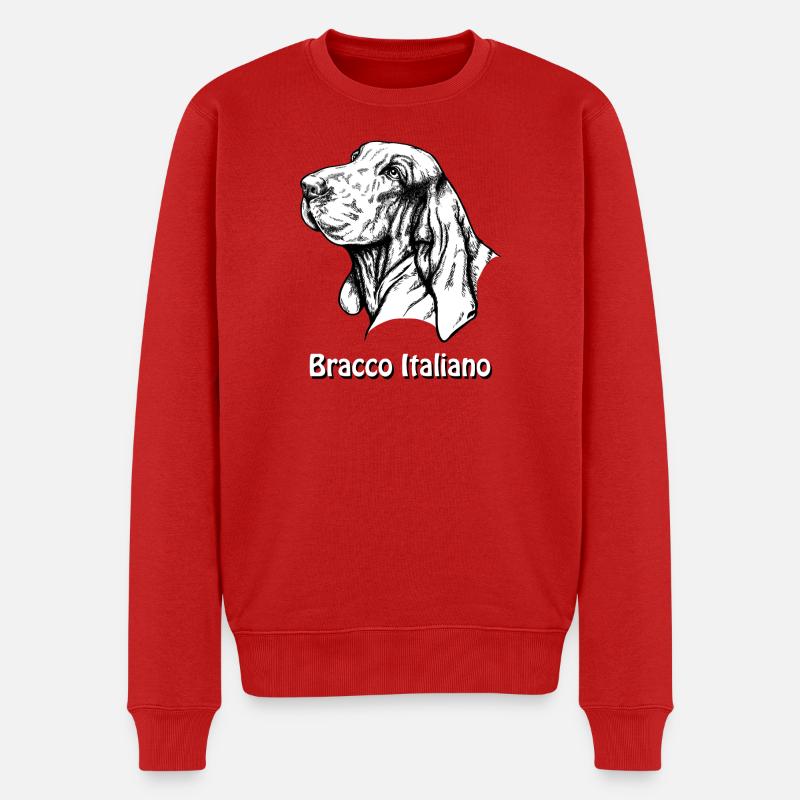 Bracco Italiano Portrait mit Text - Männer Premium Bio Pullover - Rot