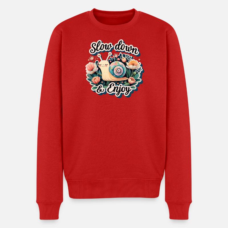 slow down an enjoy - Männer Premium Bio Pullover - Rot