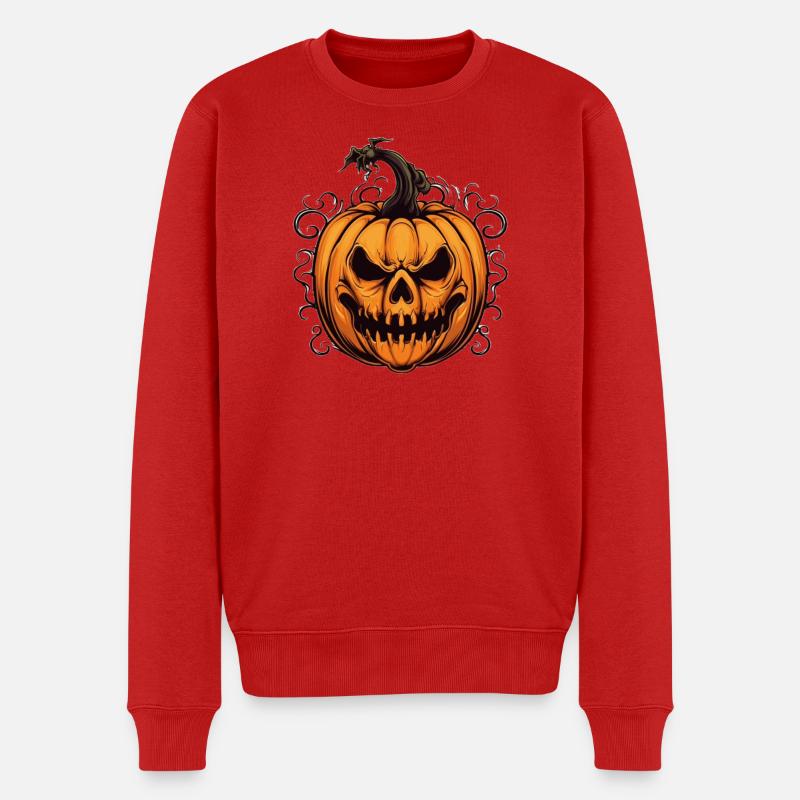 Spooky Jack-o'-lantern Halloween Design - Pull Premium bio Homme - rouge