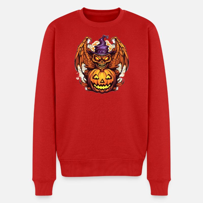 Halloween Dragon Citrouille Sorcière - Pull Premium bio Homme - rouge