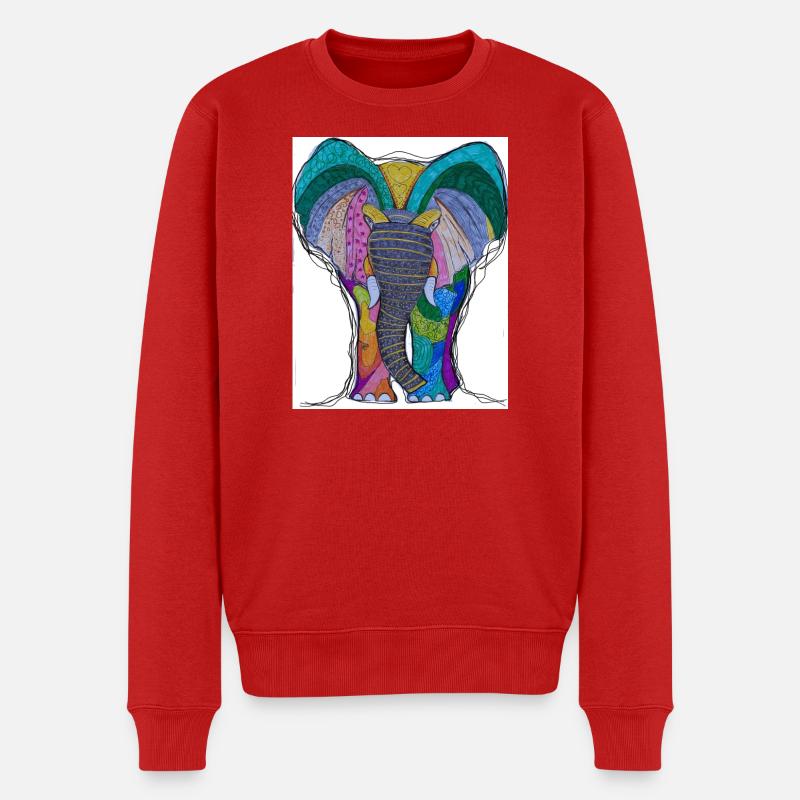 Buntes Elefantenporträt mit Mandala-Muster - Männer Premium Bio Pullover - Rot