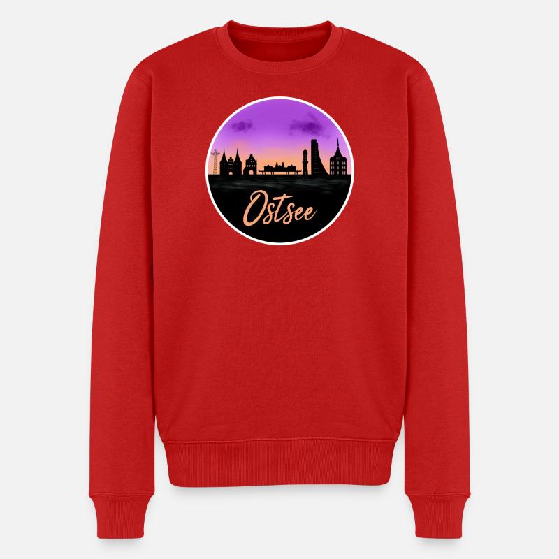 Mer Baltique Fineline Skyline - Pull Premium bio Homme - rouge