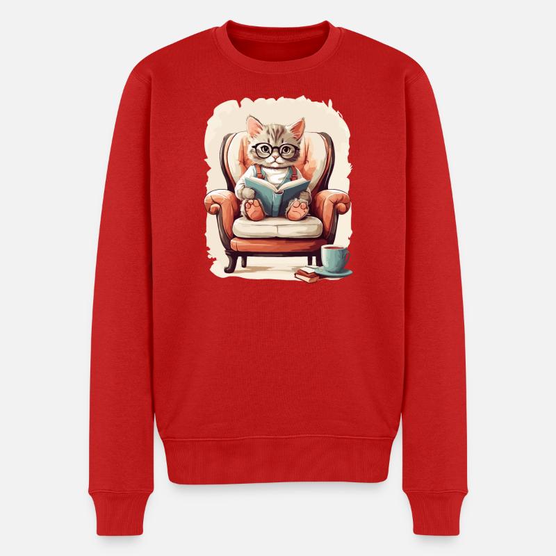Süße Schlaue Katze - Männer Premium Bio Pullover - Rot
