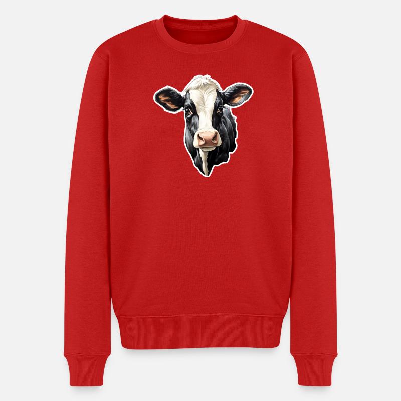 Schwarzbunte Kuh Bauernhof Geschenk Landwirt Holst - Männer Premium Bio Pullover - Rot