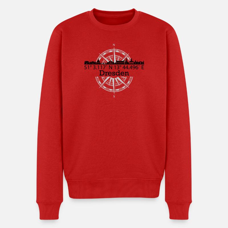 Skyline Dresden - Männer Premium Bio Pullover - Rot