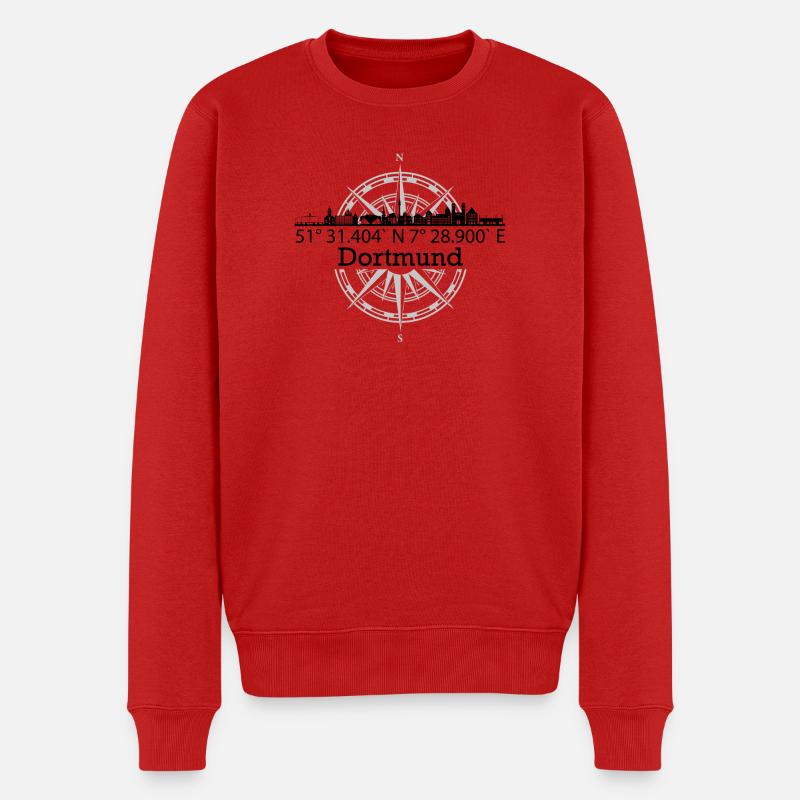 Skyline Dortmund - Männer Premium Bio Pullover - Rot