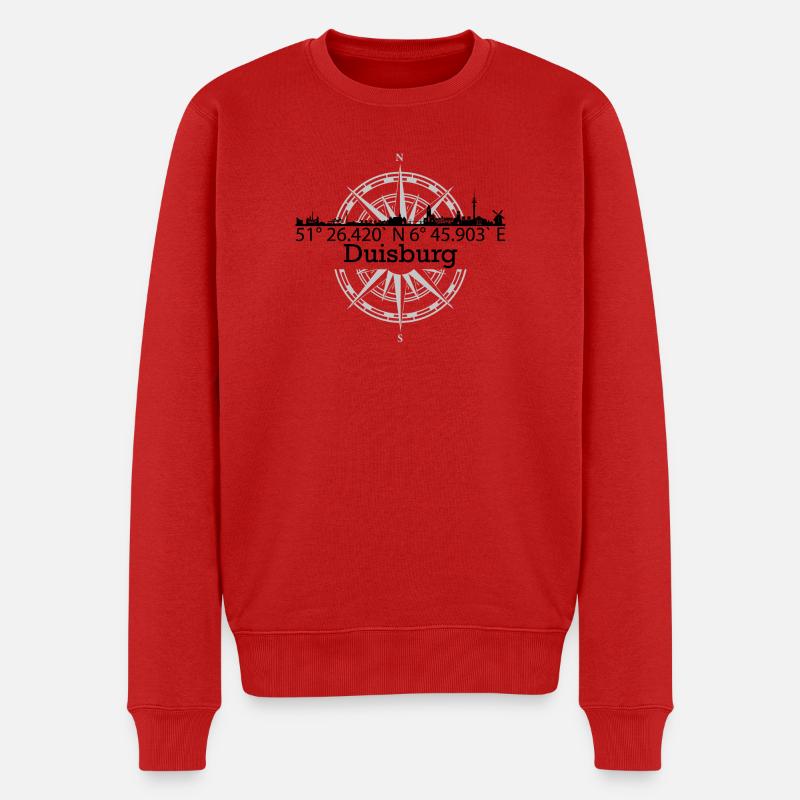 Skyline Duisburg - Männer Premium Bio Pullover - Rot
