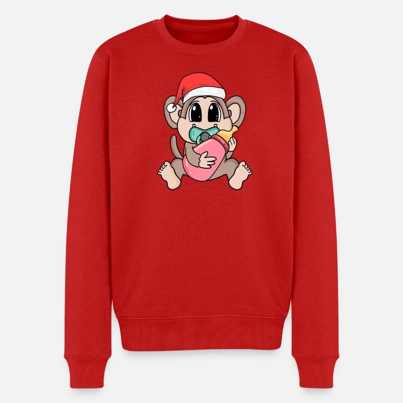 Singe bébé Noël - Pull Premium bio Homme - rouge