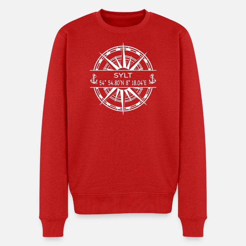 Koordinaten Sylt - Männer Premium Bio Pullover - Rot