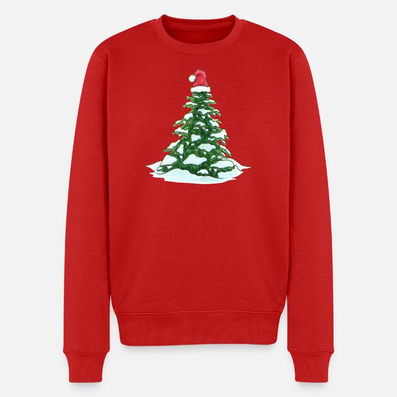 Sapin de Noël avec chapeau de Noël - Pull Premium bio Homme - rouge