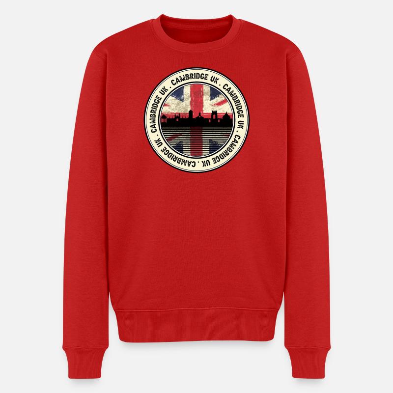 London Skyline Round-Emblem - Männer Premium Bio Pullover - Rot