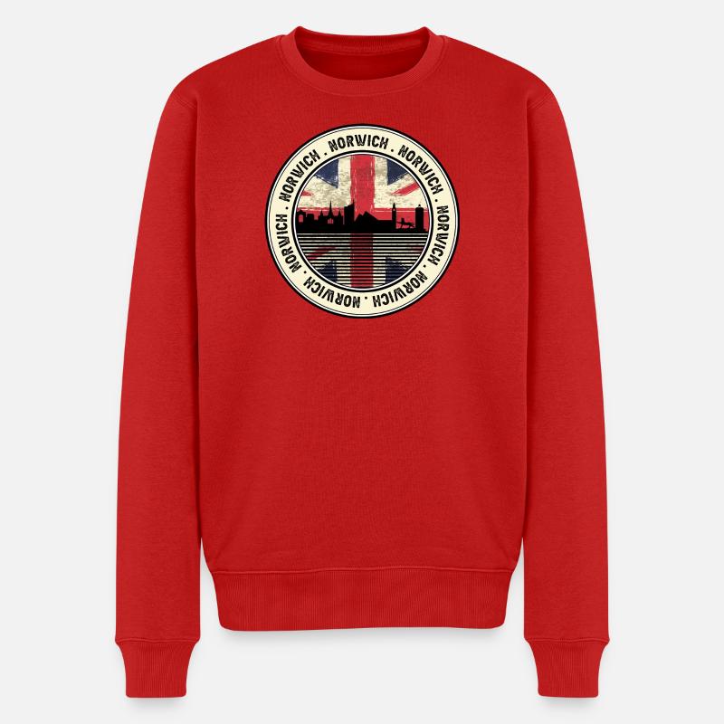 Norwich Union Jack Skyline-Abzeichen - Männer Premium Bio Pullover - Rot