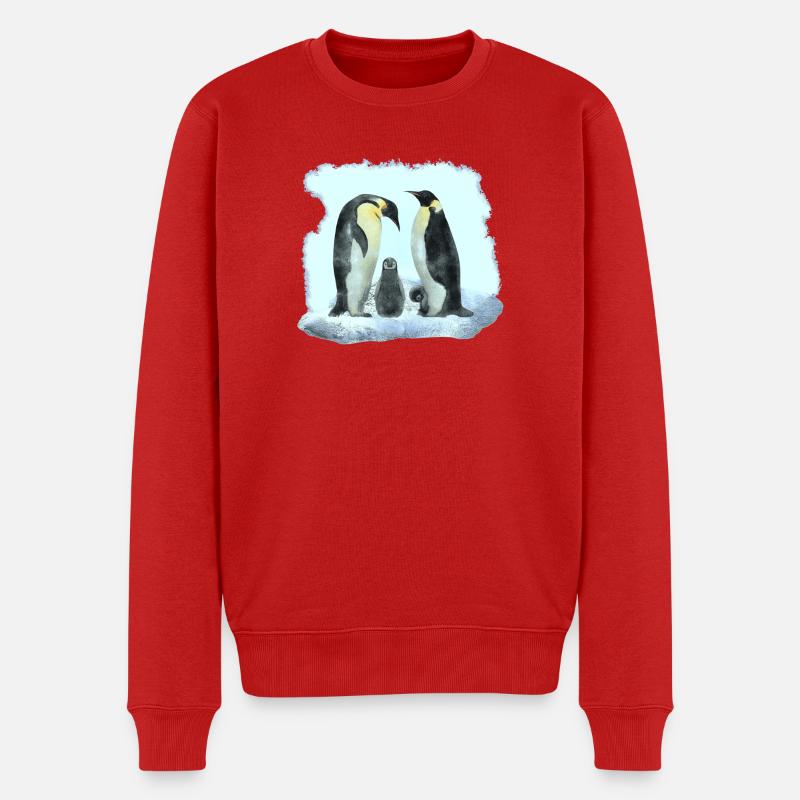 pinguinfamilie, süße vögel - Männer Premium Bio Pullover - Rot