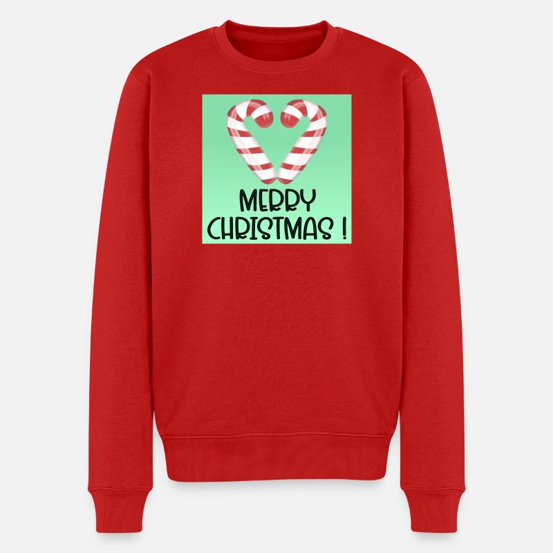 FROHE WEIHNACHTSGRÜSSE SÜSSIGKEITEN - Männer Premium Bio Pullover - Rot