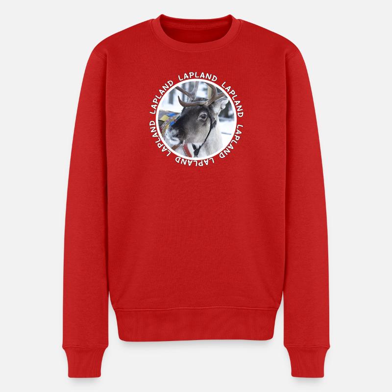 Lappländische Rentiere - Männer Premium Bio Pullover - Rot