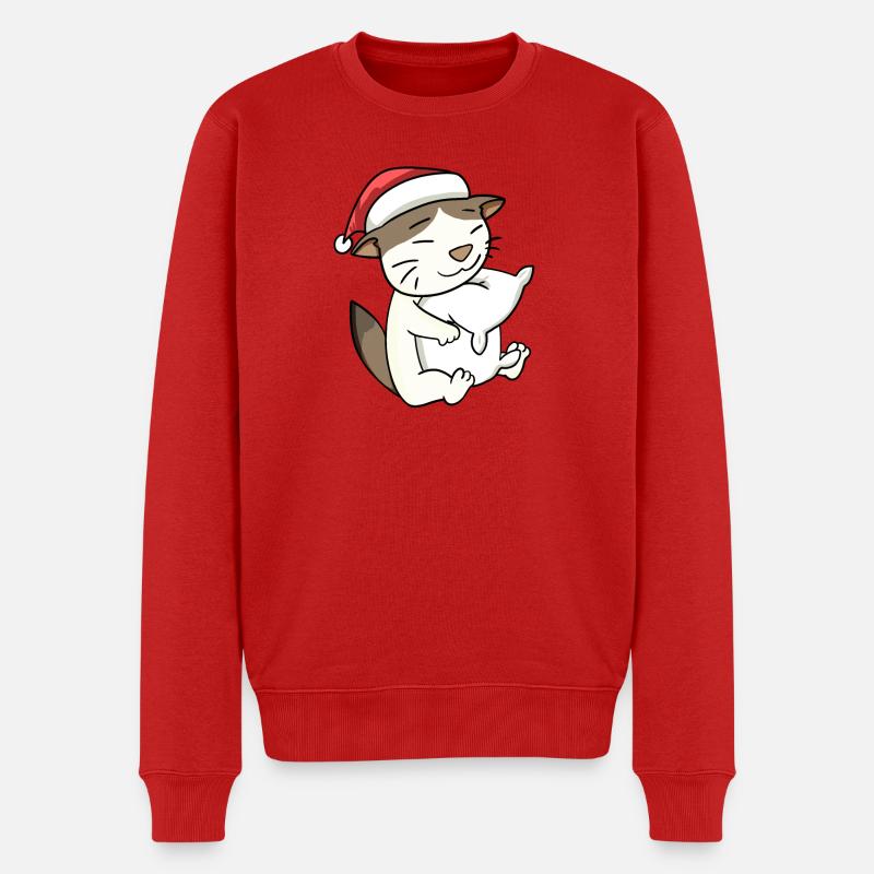 Chat Mignon RagaMuffin Fatigué Noël - Pull Premium bio Homme - rouge