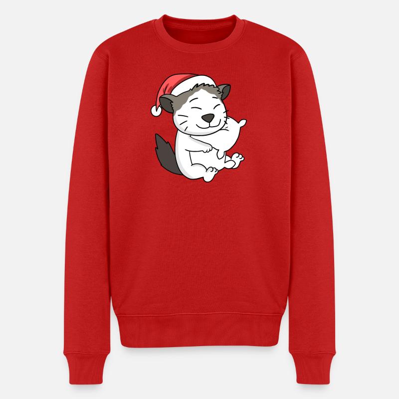Chat Mignon Ragdoll Fatigué Noël - Pull Premium bio Homme - rouge