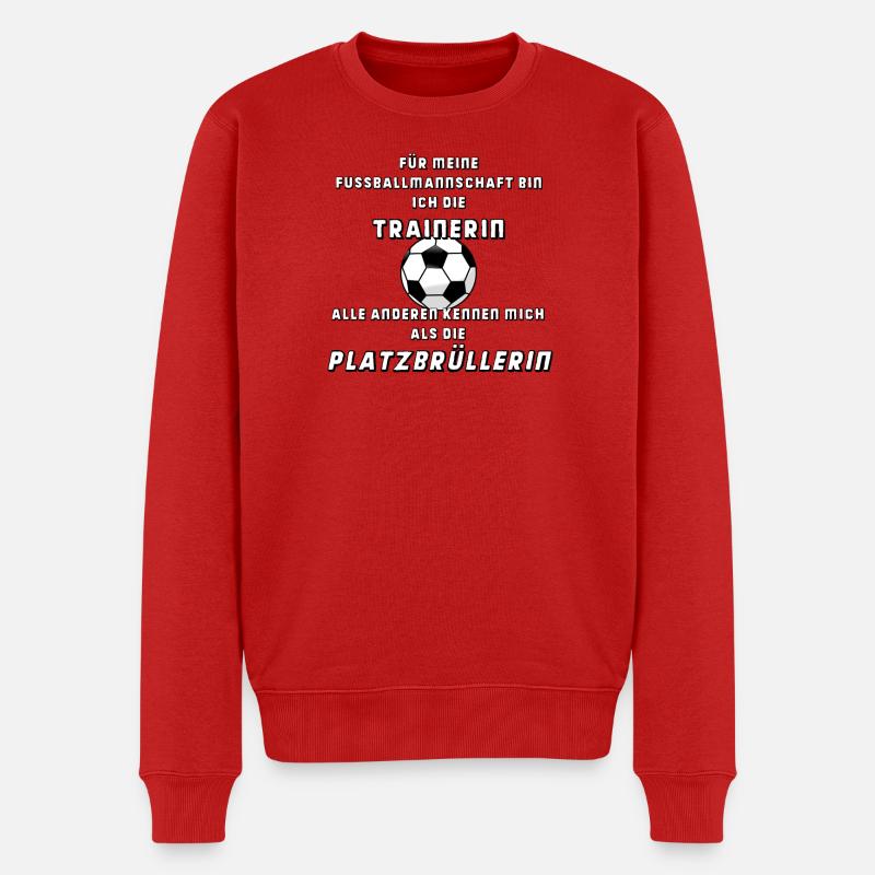 Trainerin und Platzbrüllerin - Männer Premium Bio Pullover - Rot