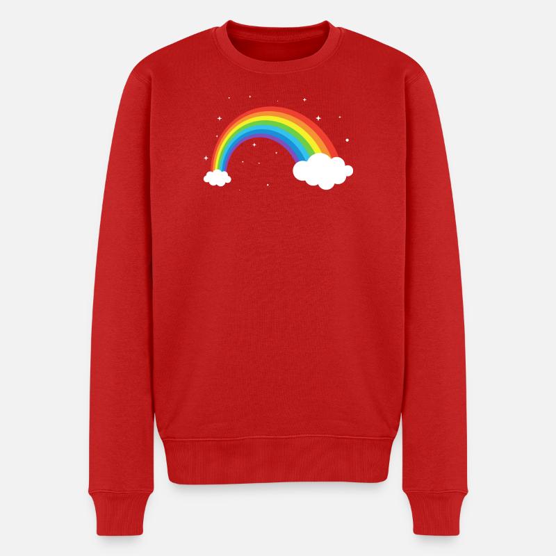 Kosmischer Regenbogenbogen - Männer Premium Bio Pullover - Rot