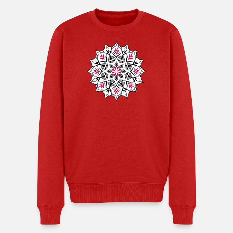 Dotwork Mandala-Design - Männer Premium Bio Pullover - Rot