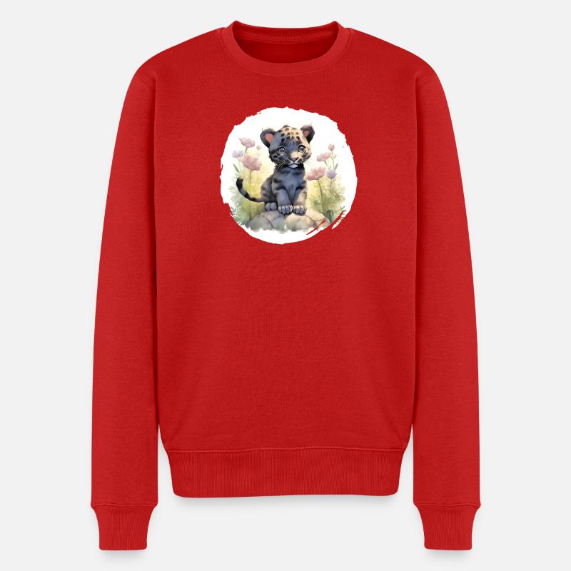 Panther Aquarell - Männer Premium Bio Pullover - Rot